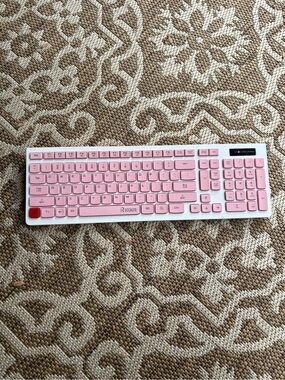 Pink Wireless Keyboard with White Frame